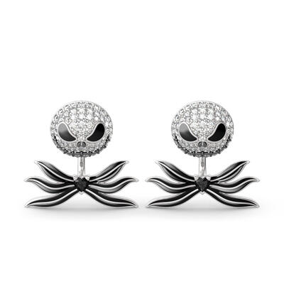 Jeulia "Bat Bow Tie" Skull Heart Cut Sterling Silver Earrings