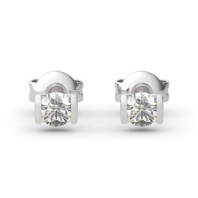 Jeulia Simple Round Cut Sterling Silver Earrings