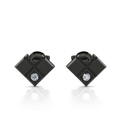 Jeulia Black Brown Sterling Silver Stud Earrings