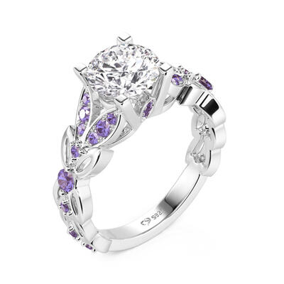 Jeulia Butterfly Round Cut Sterling Silver Ring