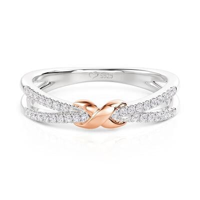 Jeulia Simple Two Tone Twist X Crossover Ring