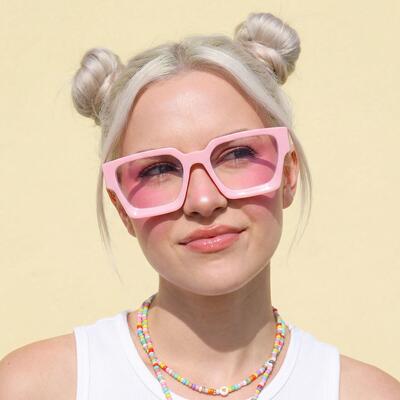 Coral Lunettes Carrées Roses