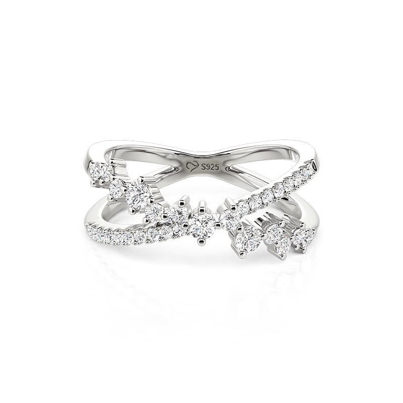 Jeulia Alliance de Mariage Croisée Cluster Pavé pour Femme