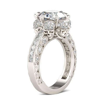 Jeulia Milgrain Round Cut Sterling Silver Skull Ring