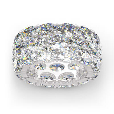 Jeulia Oval Cut Eternity Sterling Silver Women's Band