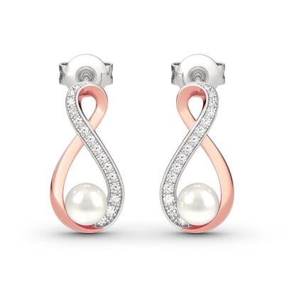 Jeulia Infinity Cultured Pearl Sterling Silver Earrings