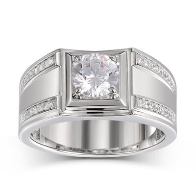 Jeulia "Remember" Personalized Sterling Silver Men's Band