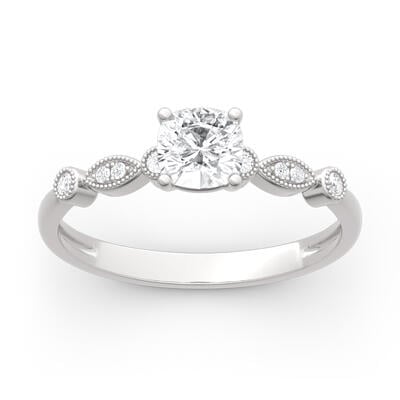 Jeulia Anillo de corte cojín vintage de plata de ley