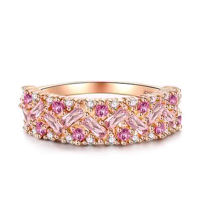 Jeulia Anillo Rosa de Mujer Multicolor Brillante en Plata Esterlina