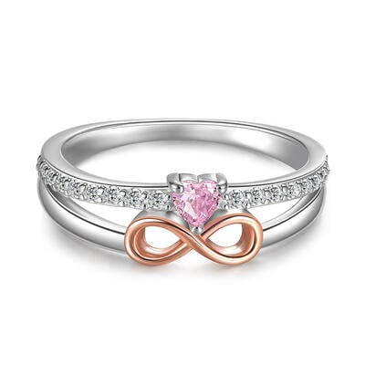 Jeulia Two Tone Infinite Love Heart Ring Sterling Silver