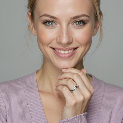 "My Forever Love" Marquise Cut Side Stone Engagement Ring