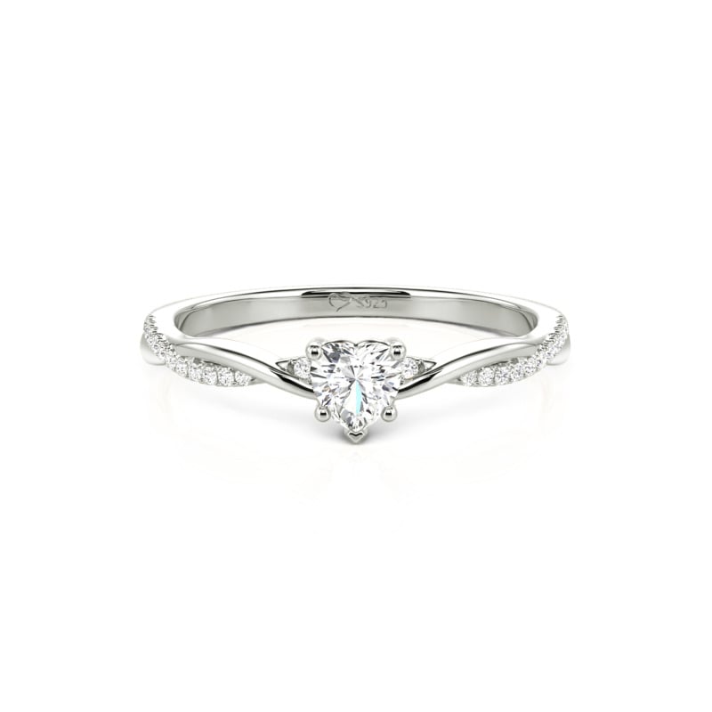 Jeulia Minimalist Twist V-Shape Pavé Heart Promise Ring