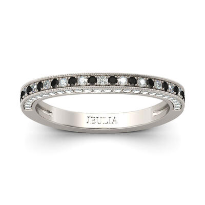 Jeulia Curved Round Cut Sterling Silver Women's Band
