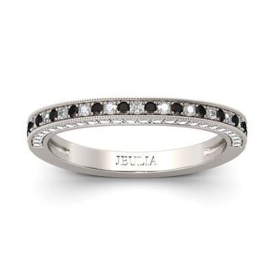 Jeulia Curved Round Cut Sterling Silver Women's Band