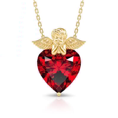 Jeulia "The God of Love" Cupid Heart Cut Sterling Silver Necklace