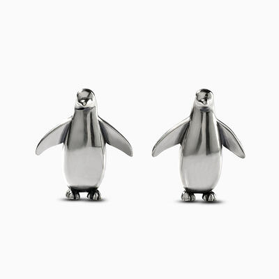 Jeulia Pendientes de pingüinos pequeños de plata de ley