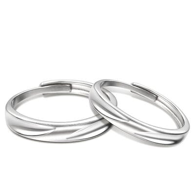 Jeulia "Love Never Fails" Simple Matte Adjustable Sterling Silver Couple Rings