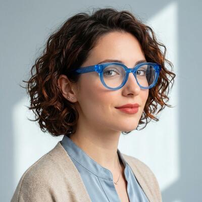 Haley Blue Round Glasses