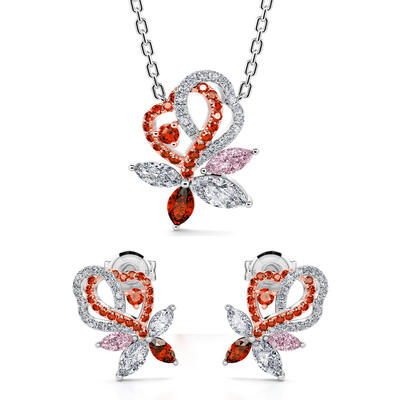Jeulia "Soulmate" Double Heart Sterling Silver Jewelry Set