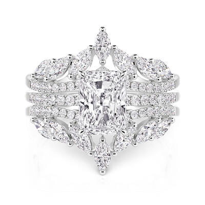 Jeulia Olivetta Symmetry Radiant Cut Enhancer Ring Set