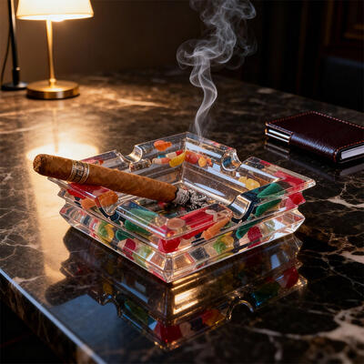 Square Chill Pill Resin Ashtray – Handcrafted Smoke Tray with Minimalist Design