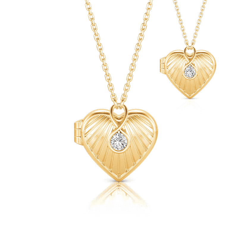 Jeulia Custom Birthstone Engraved Infinity Heart Photo Locket