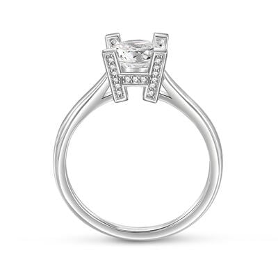 Jeulia "Letter H" Round Cut Sterling Silver Engagement Ring