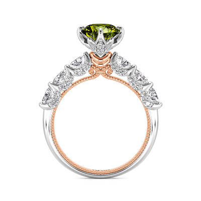 Jeulia Two Tone Princess Gown Inset Green Engagement Ring
