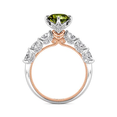 Jeulia Two Tone Princess Gown Inset Green Engagement Ring