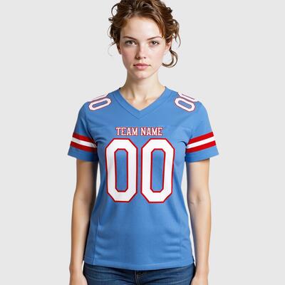 Breathable Light Blue Football Team Uniform – Stitched Name and Number, Custom Logo Option