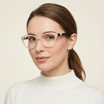 Thomps Beige Square Glasses