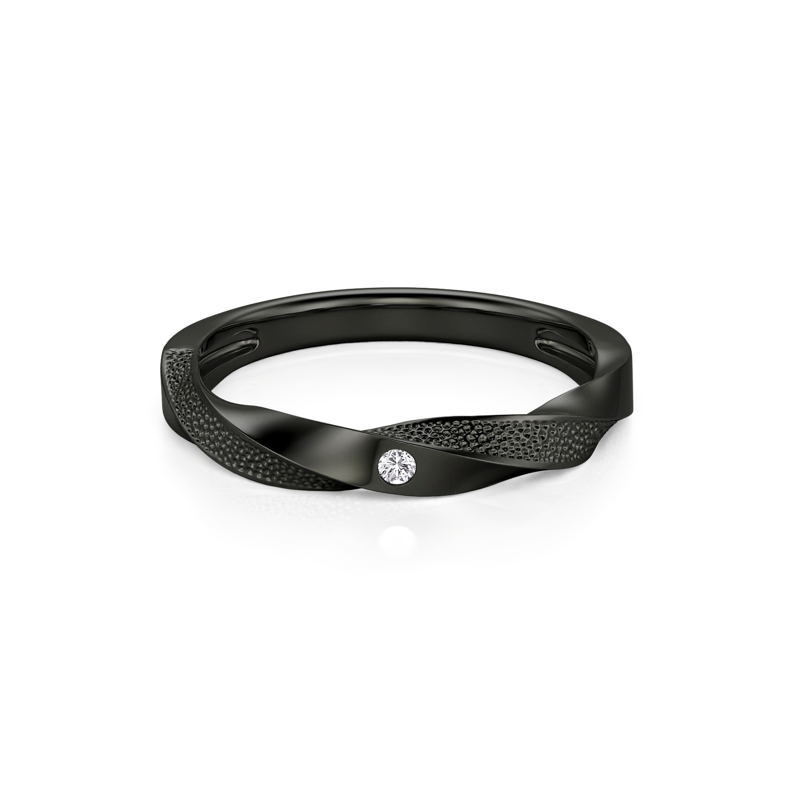 Jeulia Black Stippled Twist Men's Wedding Band