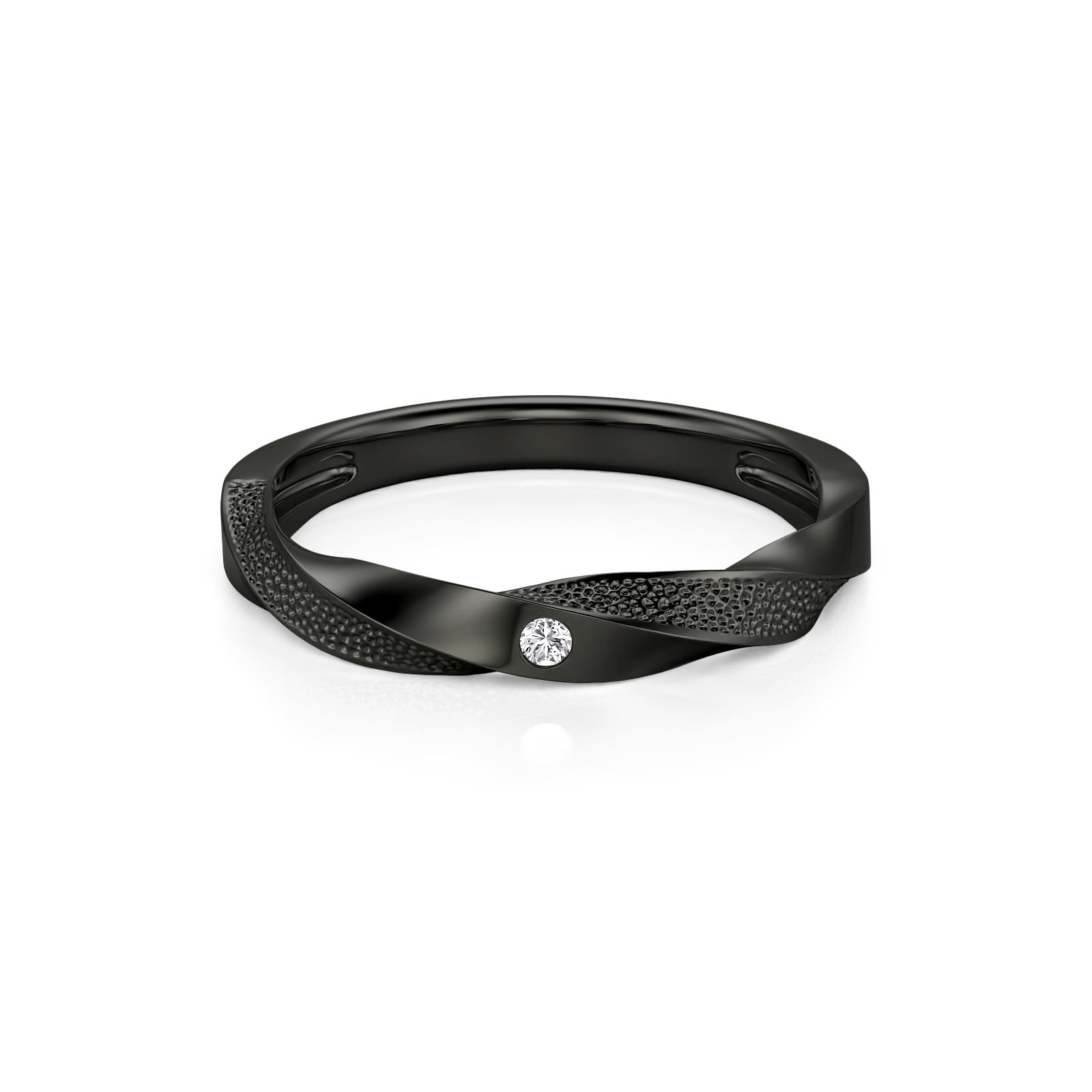 Jeulia Black Stippled Twist Men's Wedding Band