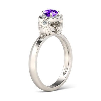 Jeulia Anillo De Búho Con Halo De Talla De Redonda En Plata De Ley