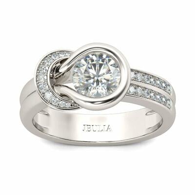 Jeulia Knot Round Cut Sterling Silver Ring