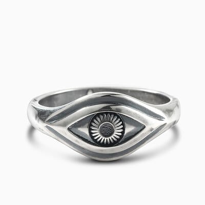 Jeulia Anillo estilo oscuro de mal de ojo de plata de ley