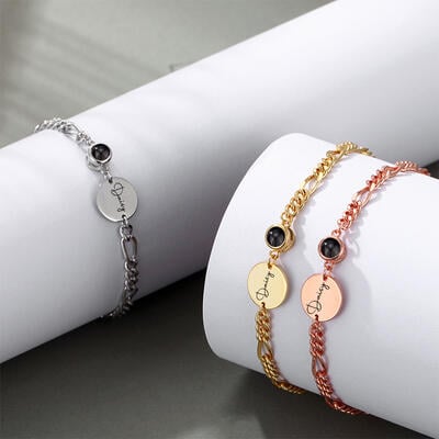 Bracciale Termocromico Personalizzato Con Foto Nascosta – Regalo Coppia Per San Valentino – Incisione Retro Nome/Frase – Regolabile