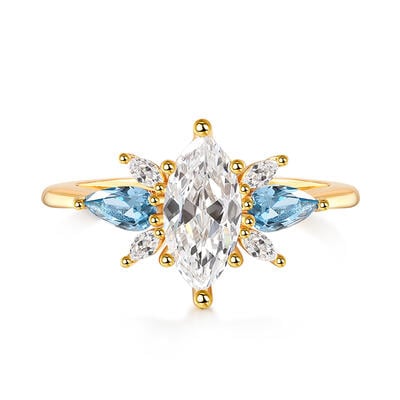 Jeulia Anillo de Compromiso de Plata Esterlina de Corte Marquesa