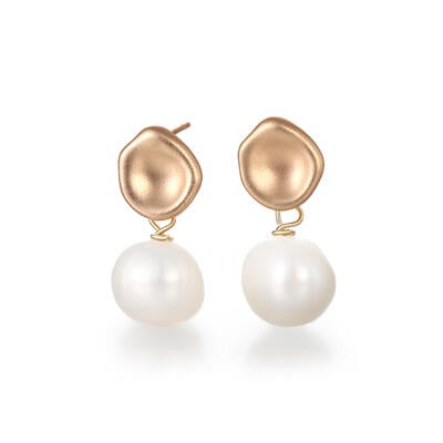 Jeulia EveryDay Baroque Pearl Gold Drop Earrings