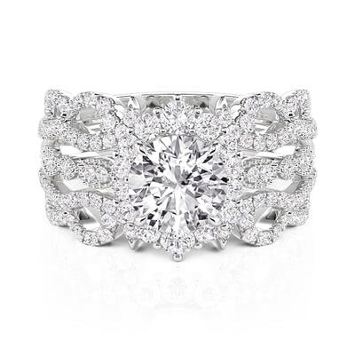 Jeulia Round Halo Engagemnt Ring with Butterfly Enhancer Set