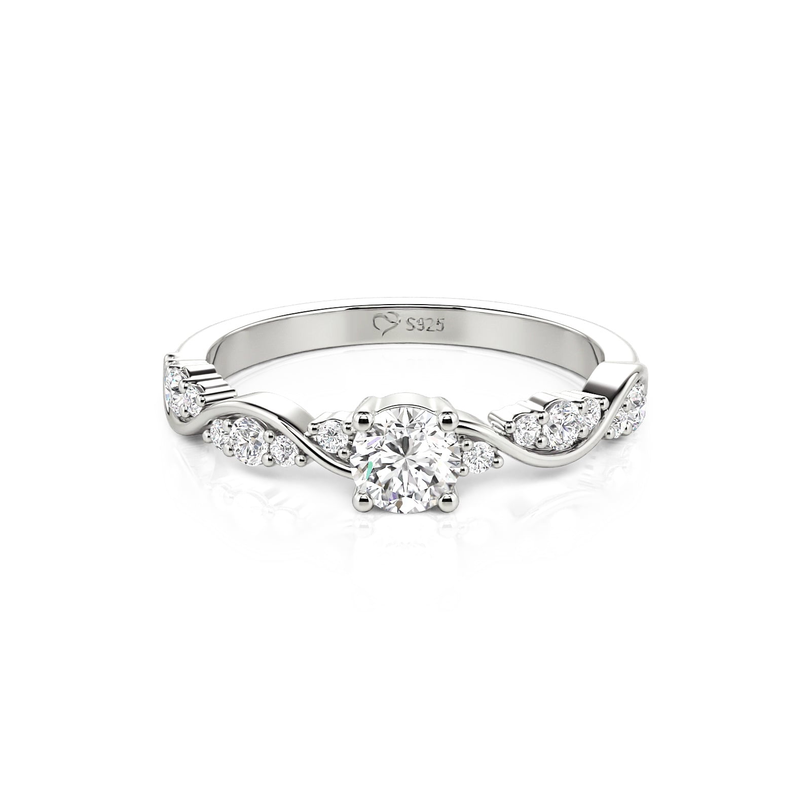 Jeulia Twist Round Cut Promise Ring in Sterling Silver