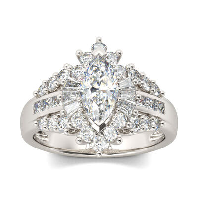 Jeulia Unique Halo Marquise Cut Sterling Silver Ring
