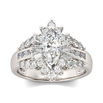Jeulia Unique Halo Marquise Cut Sterling Silver Ring