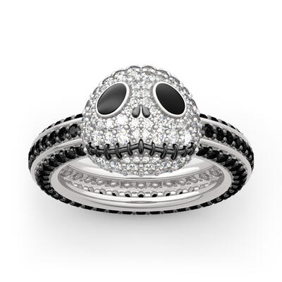 Jeulia "Halloween Fun" Skull Design Sterling Silver Ring