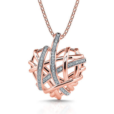 Jeulia "Intertwined Love" Heart-Shaped Sterling Silver Necklace