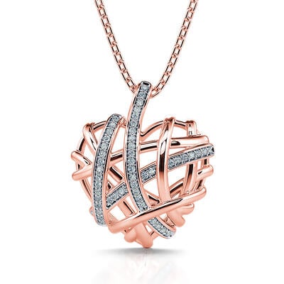 Jeulia "Intertwined Love" Heart-Shaped Sterling Silver Necklace