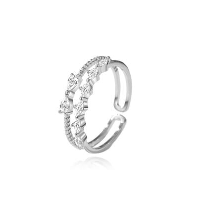 Jeulia Bague Nœud Papillon Ouvrant Double Rangée Réglable