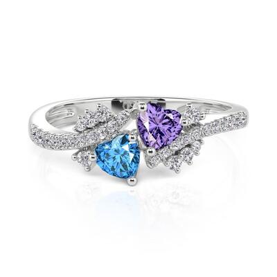 Jeulia Custom 2 Hearts Promise Ring with Birthstone
