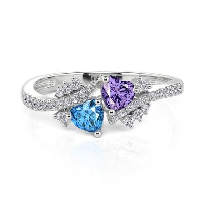 Jeulia Custom 2 Hearts Promise Ring with Birthstone