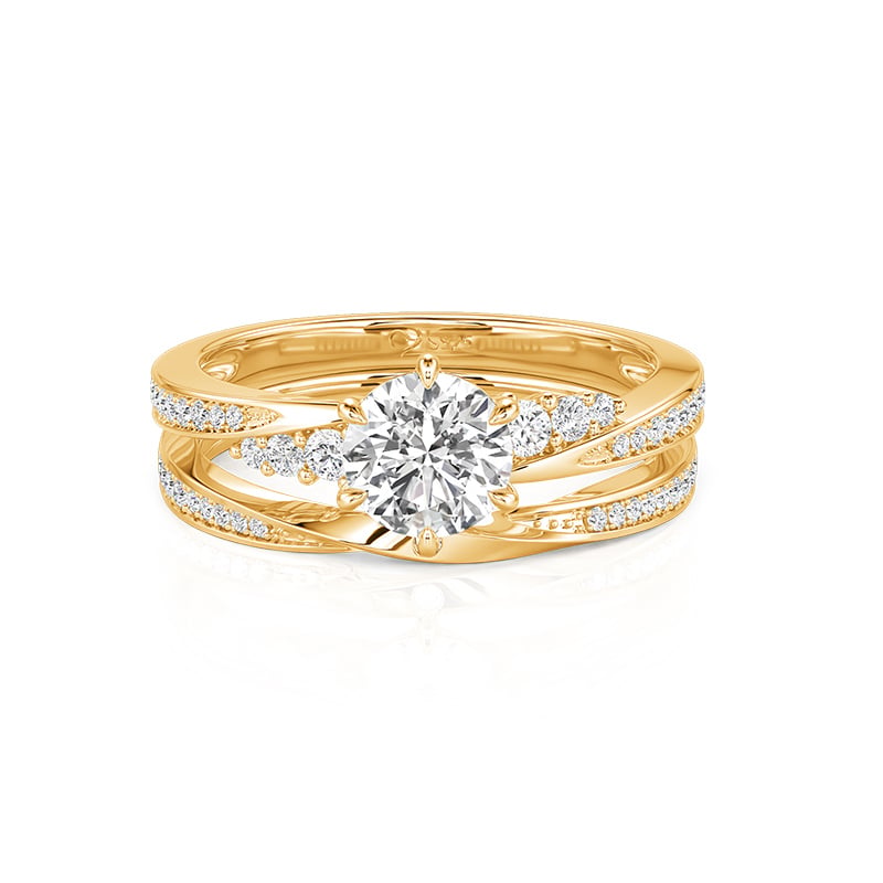 Jeulia Set d'Alliances Nuptiales Minimaliste Torsion Or Taille Ronde